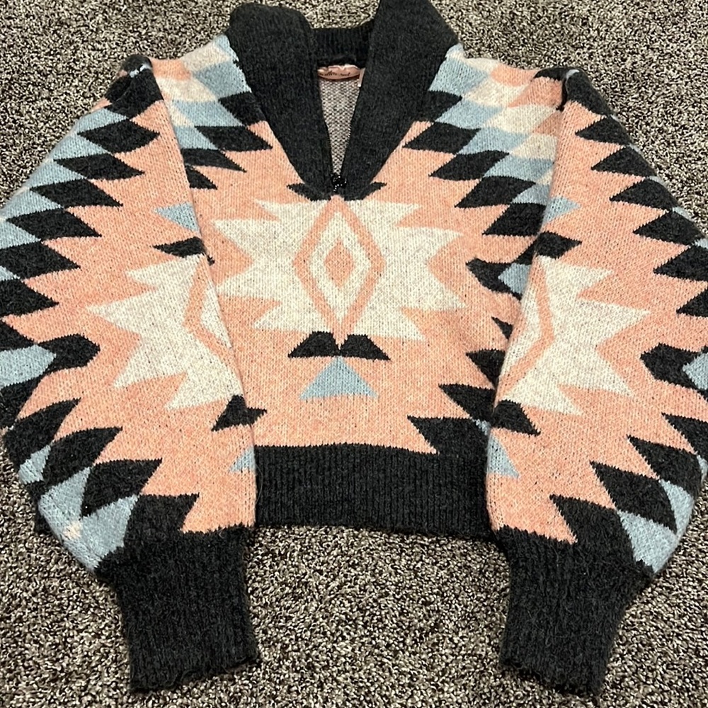 willow & root zip up sweater, size:small